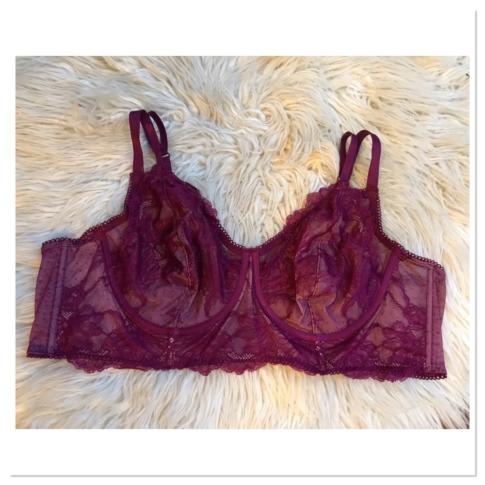 Torrid Dot Lace Underwire Cup Bra Long Line In Plum Caspia Torrid Size 3